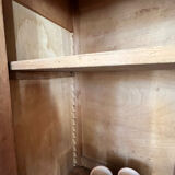 Raw wood cabinet & burlap