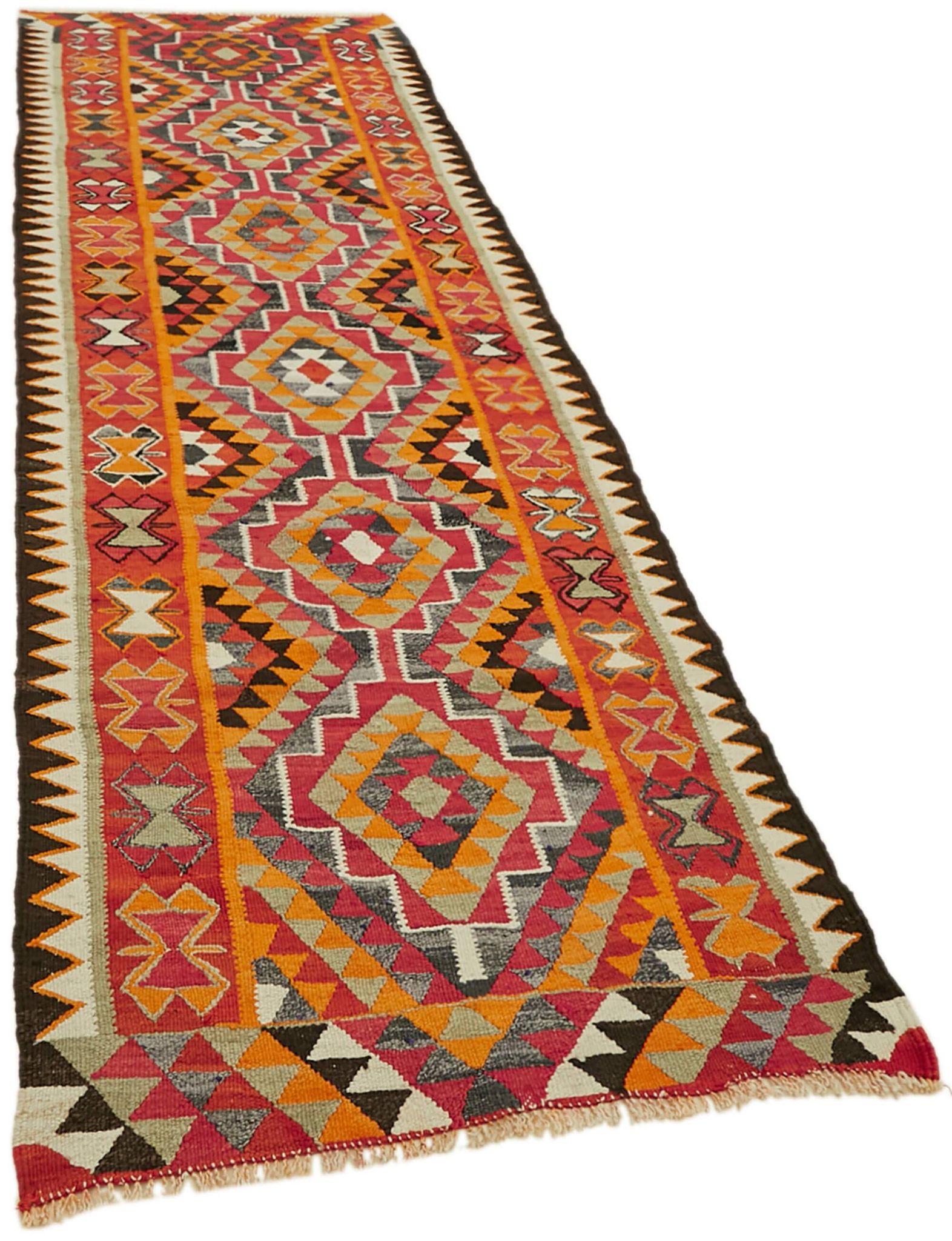 Tapis kilim vintage Herki tissé à la main en Turquie 100 cm x 326 cm