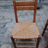 4 chairs wood and straw, 50