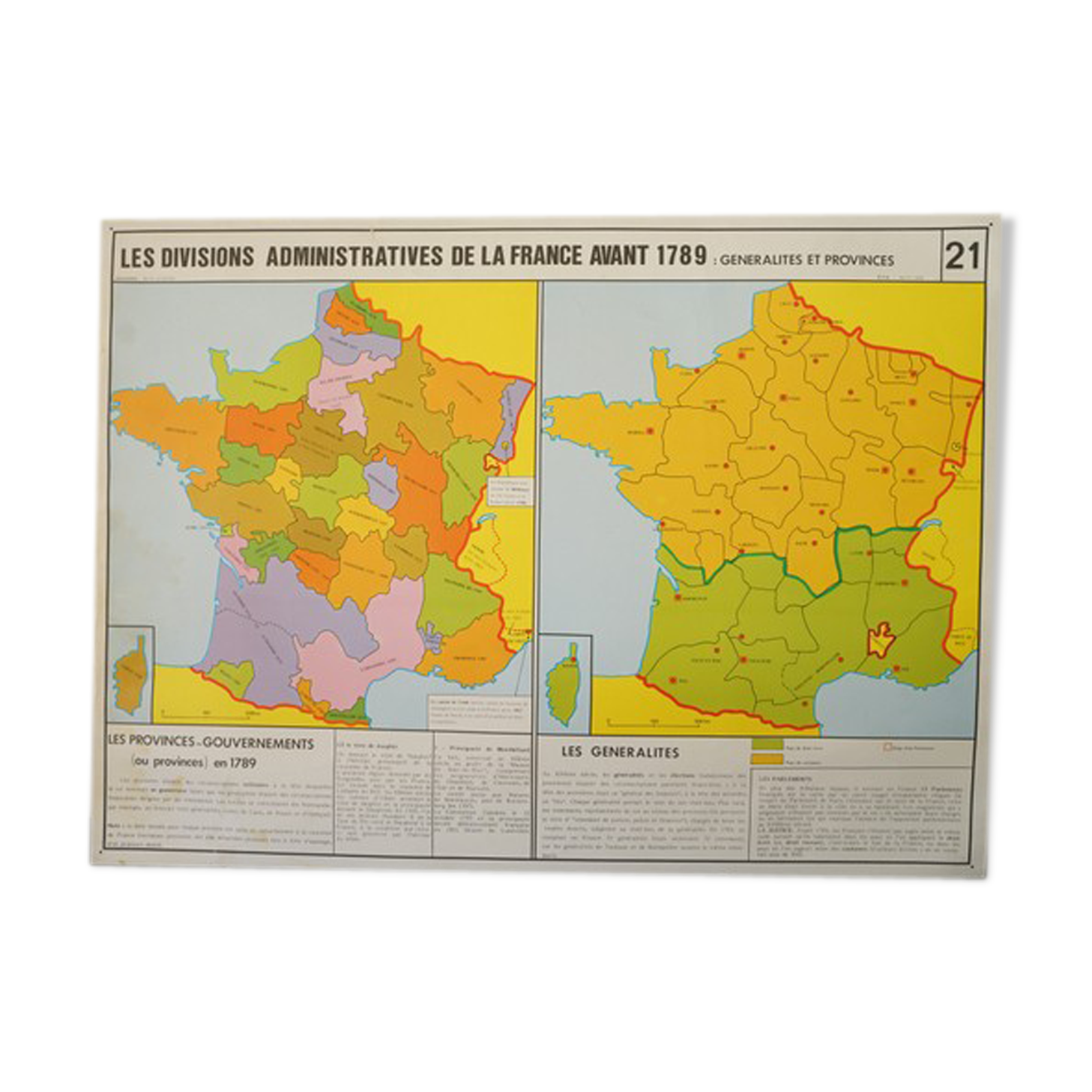 Large school poster history, geographic in 1789 two-sided