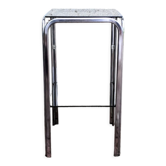 Pedestal table / harness metal and smoked glass 70s