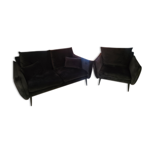 Canapé et fauteuil velours