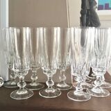 Set 12 flutes with crystalline cut champagne