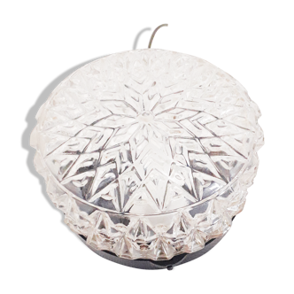 Ceiling lamp vintage molded glass round-1970