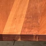 Table de salle à manger vintage chromée en merisier massif de style industriel