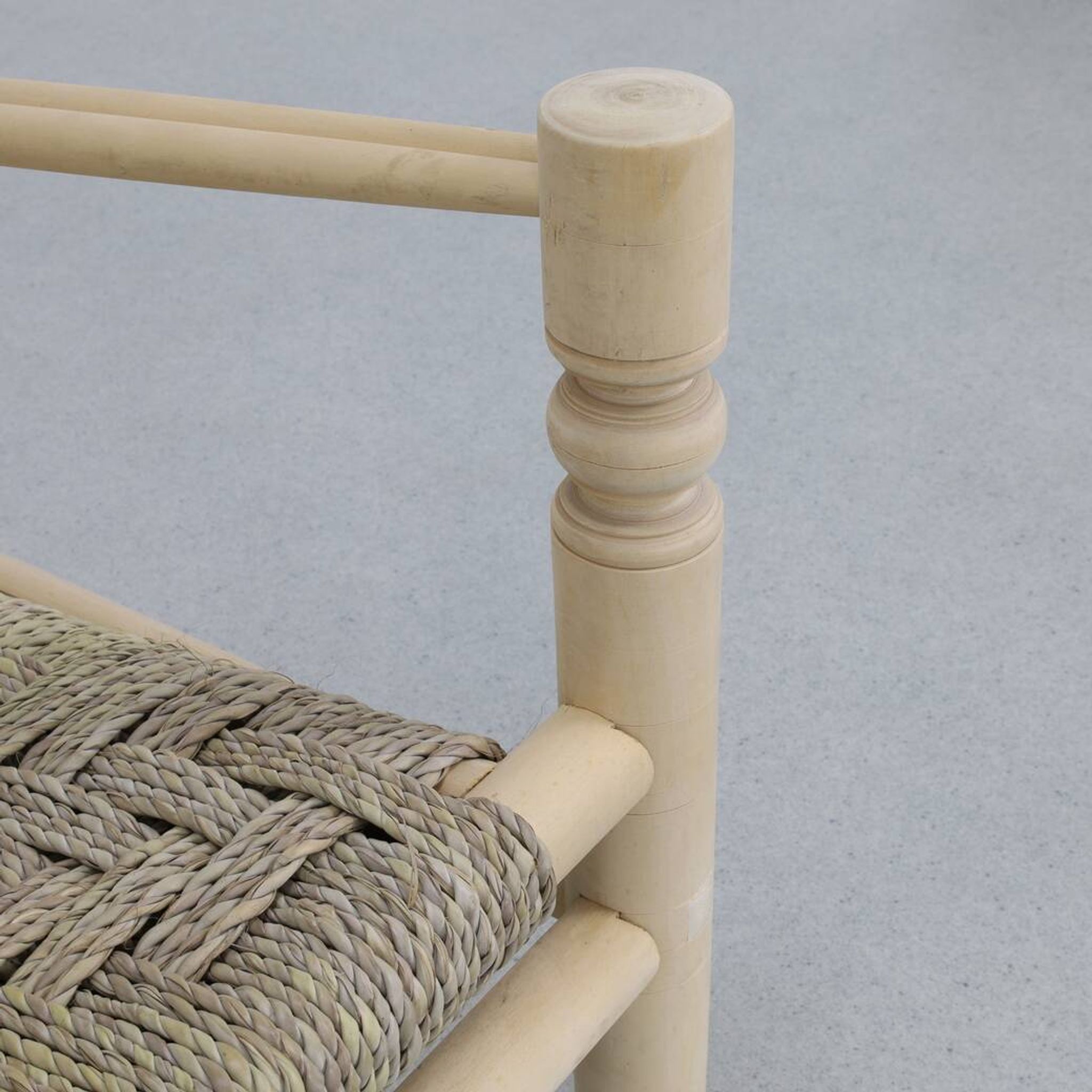 Chaise basse vintage en corde de teck naturel, années 1970