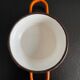 Orange enameled sheet egg dish