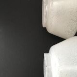 Duo of art-deco tulips in frosted white and transparent glass with black edging