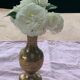 Golden brass vase chiseled vintage floral pattern