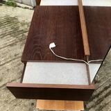 Vintage elm veneer dressing table with 1 drawer and 2 resin lamps.