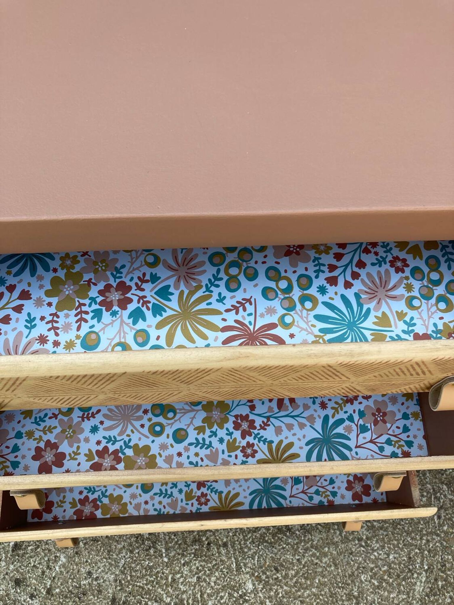 Beautifully restyled compact ethnic bohemian chest of drawers.