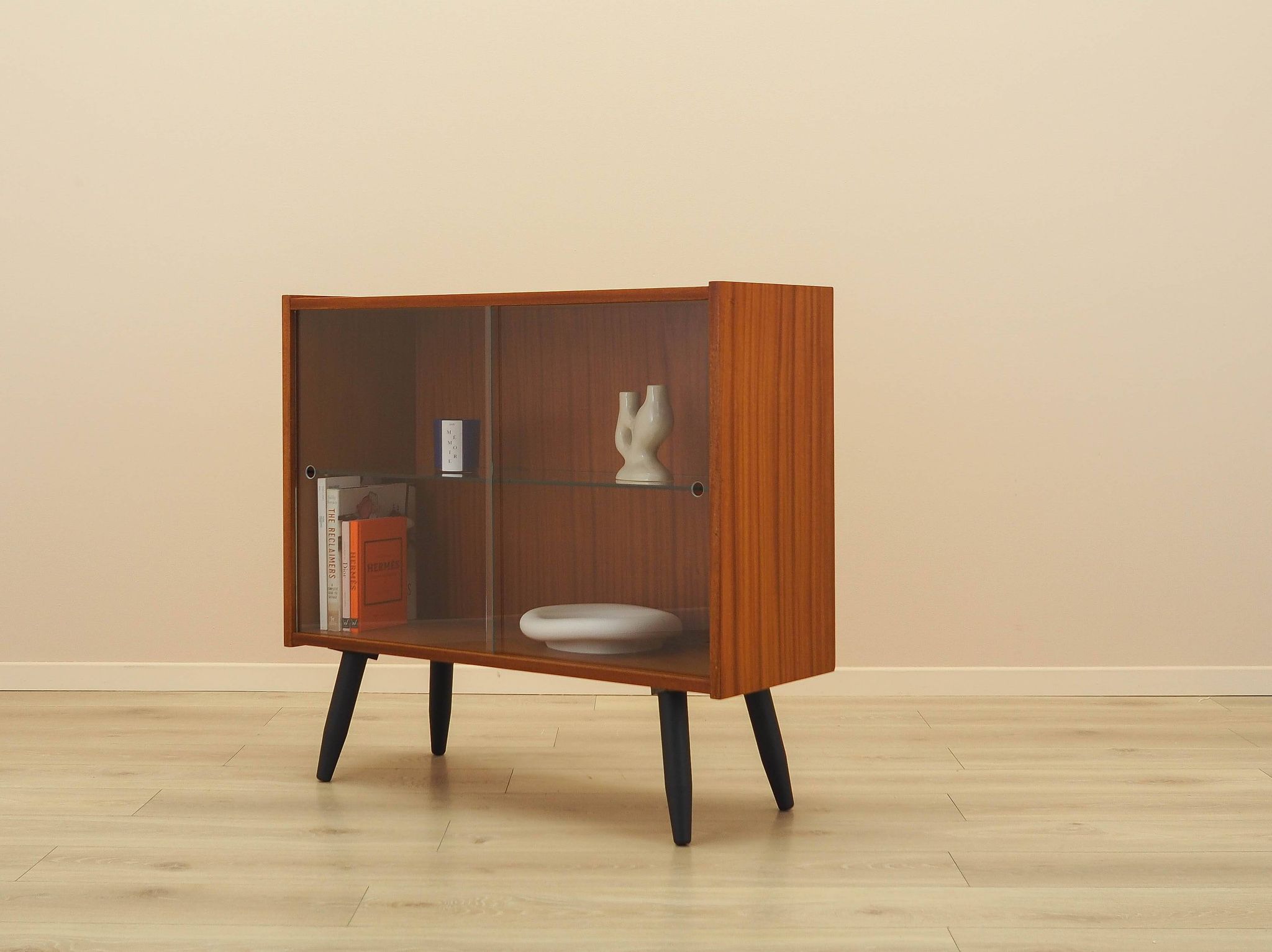Mahogany display cabinet with glass front, Denmark, 1970s