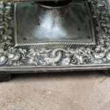 Pair of square candlesticks in patinated bronze
