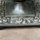 Pair of square candlesticks in patinated bronze