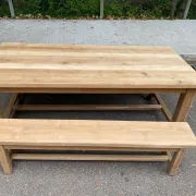 Table à manger de ferme décapée en chêne massif brut 1970 - 210cm
