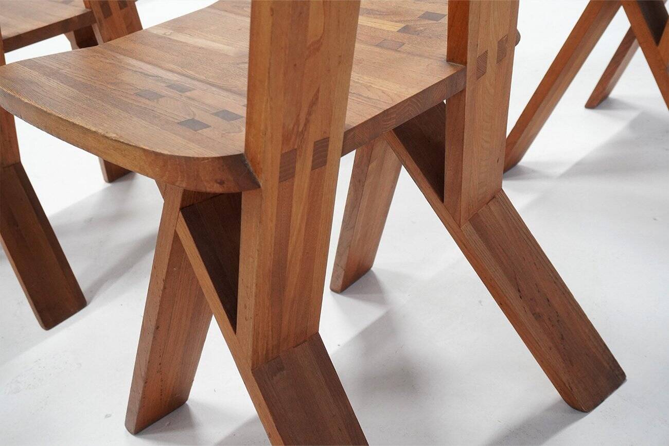 Vintage S45 Chlacc Dining Chairs by Pierre Chapo, 1970s, Set of 6