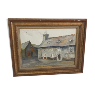 Oil on framed canvas representing a landscape