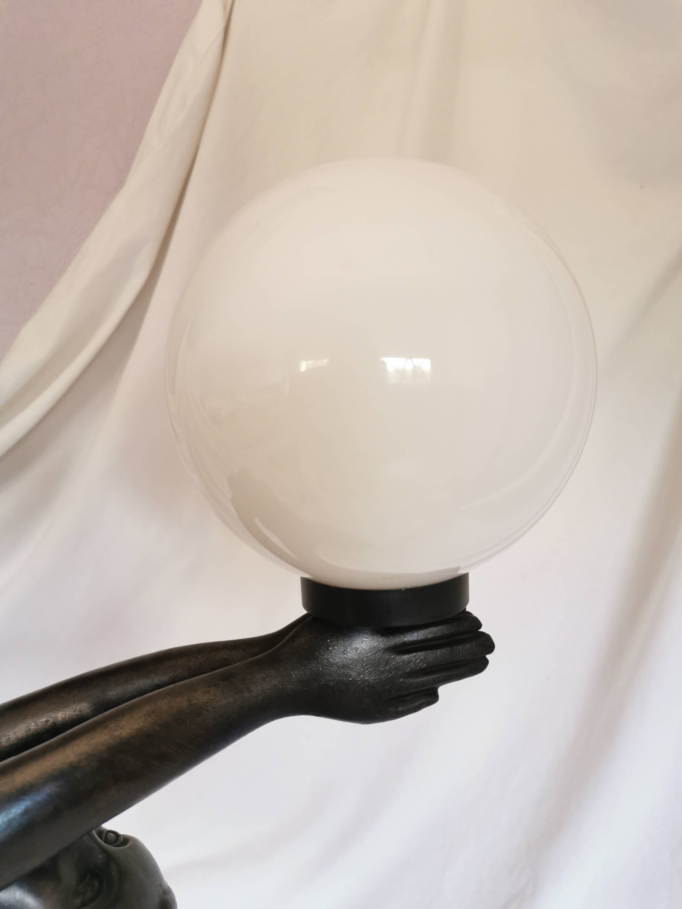 Large lamp, woman with ball, yoga, art deco style, 1980