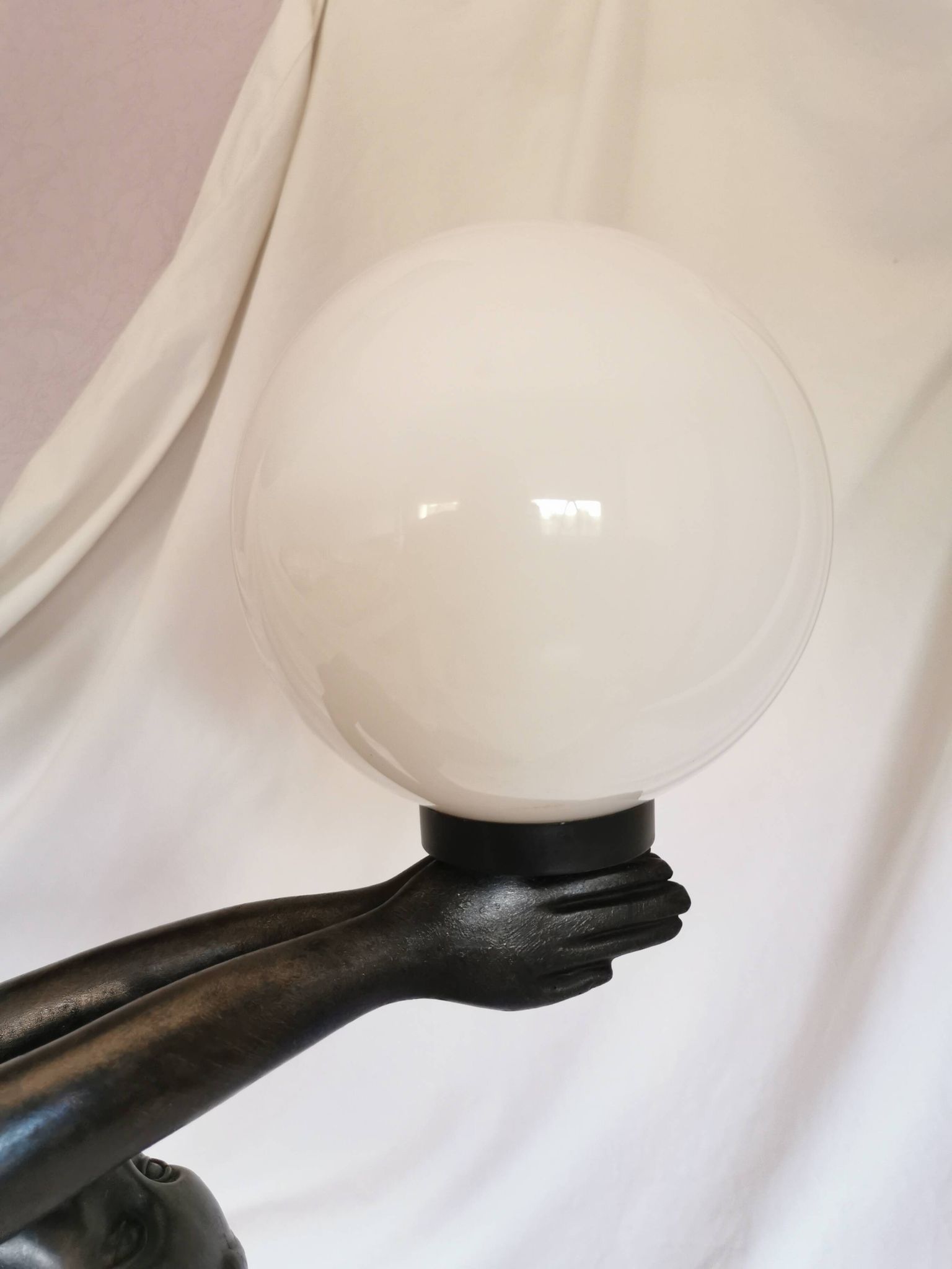 Large lamp, woman with ball, yoga, art deco style, 1980