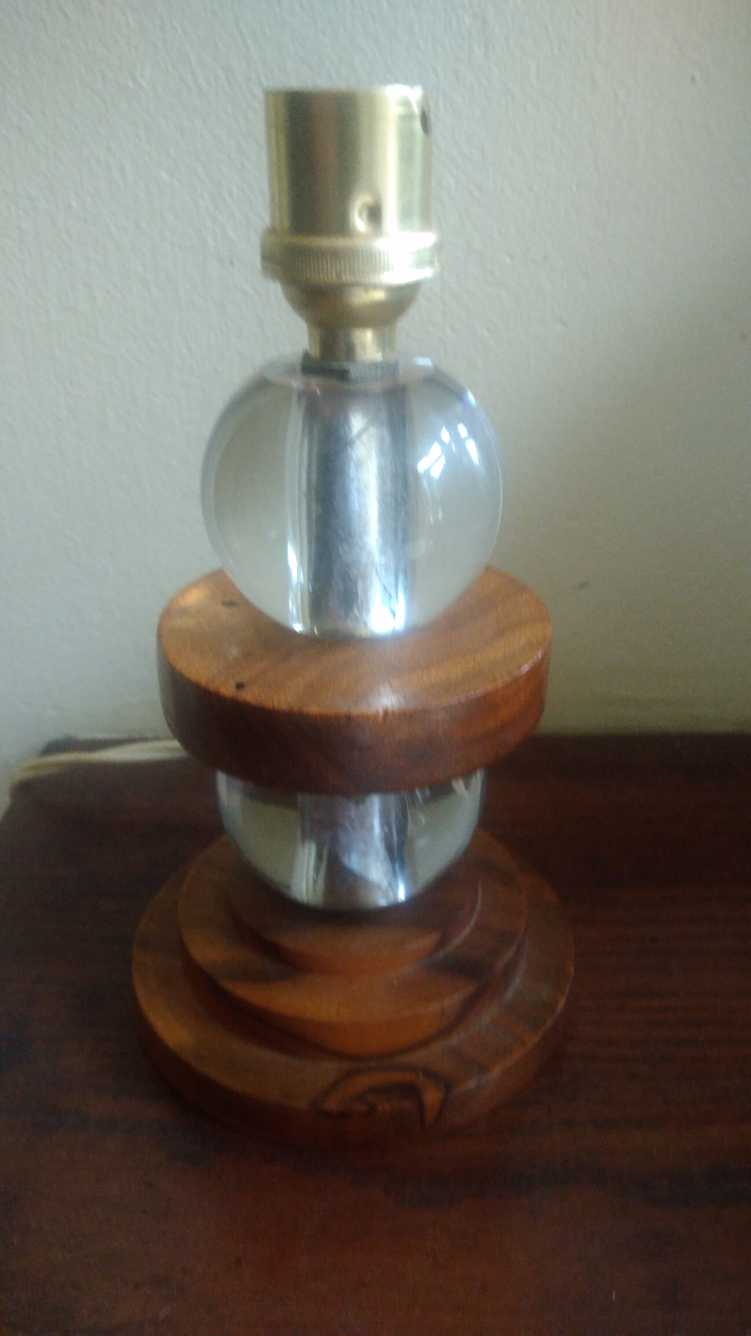 Wood and crystal lamp