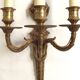 Magnificent Pair French Antique Bronze Triple Wall Lights Urn & Swag Detail