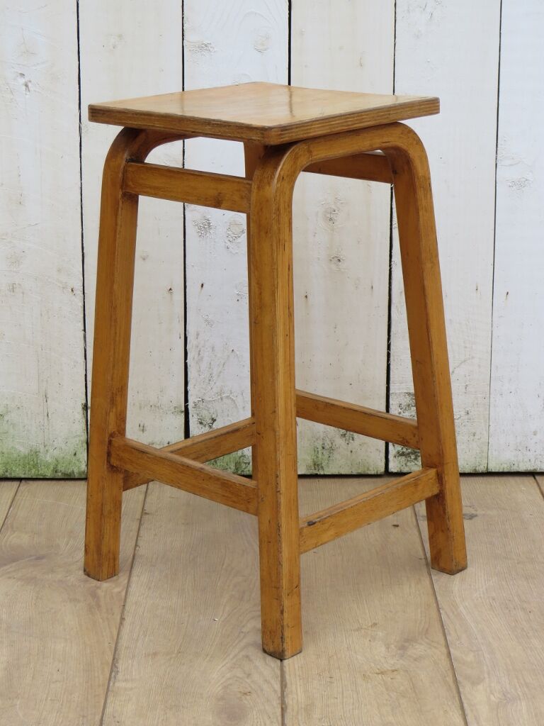 Six English School Lab Bar Stools