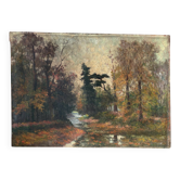 River in the woods, oil on canvas