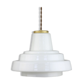 Mid-century Brass and Opaline Pendant Lamp, Italy