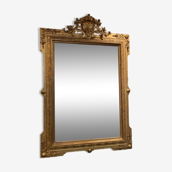 Old Napoleon 3 gilded stucco wood mirror, large model