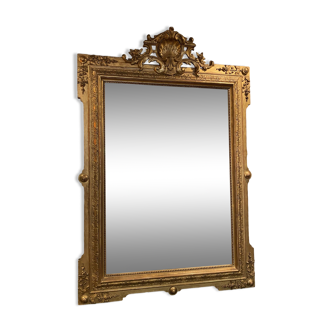 Old Napoleon 3 gilded stucco wood mirror, large model