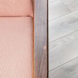 Vintage salmon red armchair, modern design by H.Lis