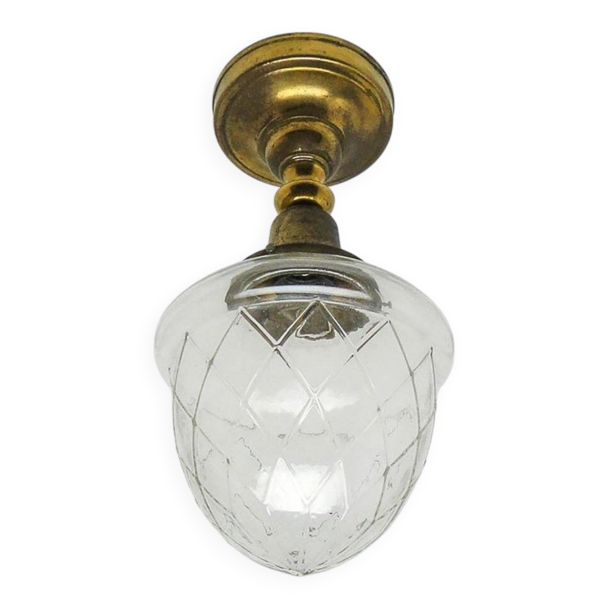 Lampe suspendue vintage en laiton, années 1930