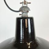 Industrial Black Enamel Hanging Lamp from Reluma, 1950s