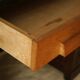 Vintage oak desk with its stool.