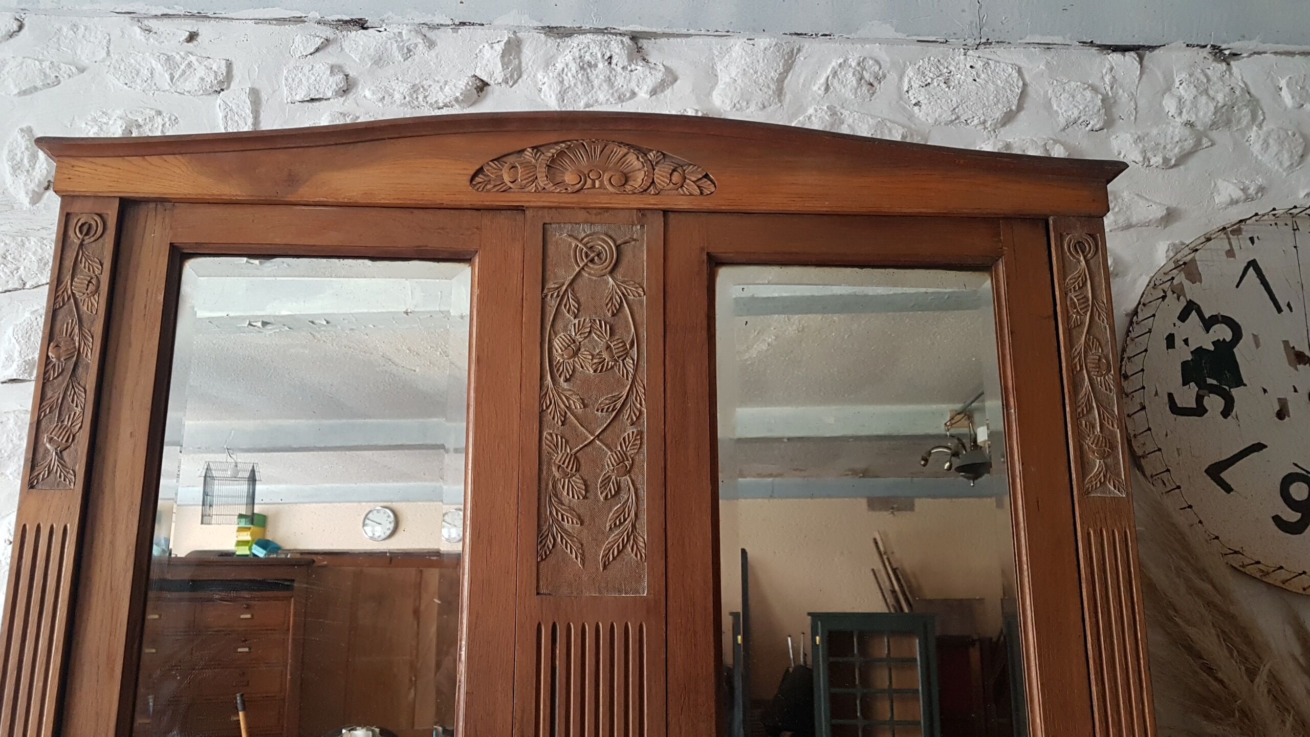 Large wardrobe with glass Deco / mirror