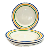 4 striped earthenware plates made in Romania