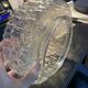 Mid-century clear glass ceiling lamp, 25 cm wide