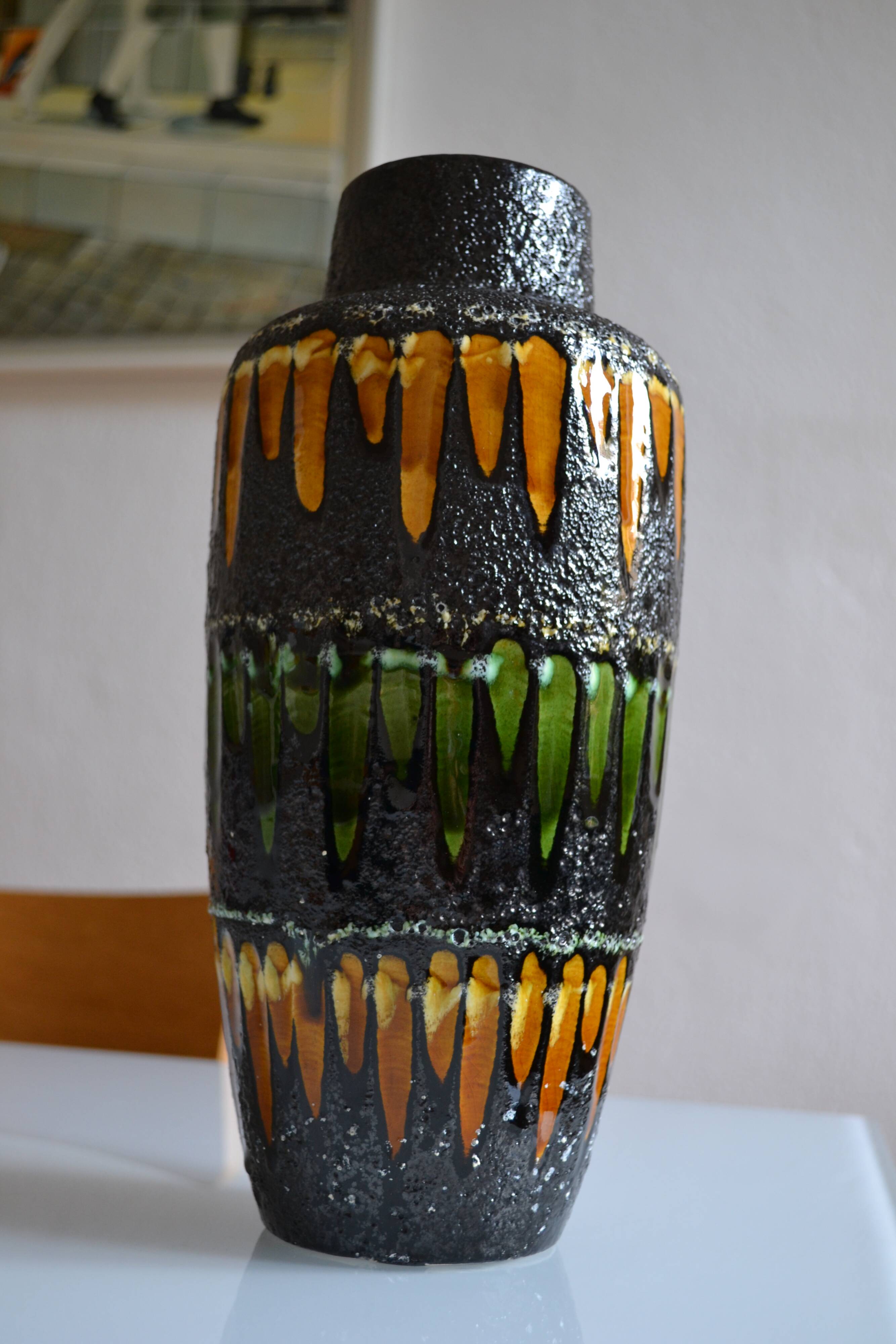 Scheurich Germany "Europ Linie" large ceramic vase Fat Lava 1970