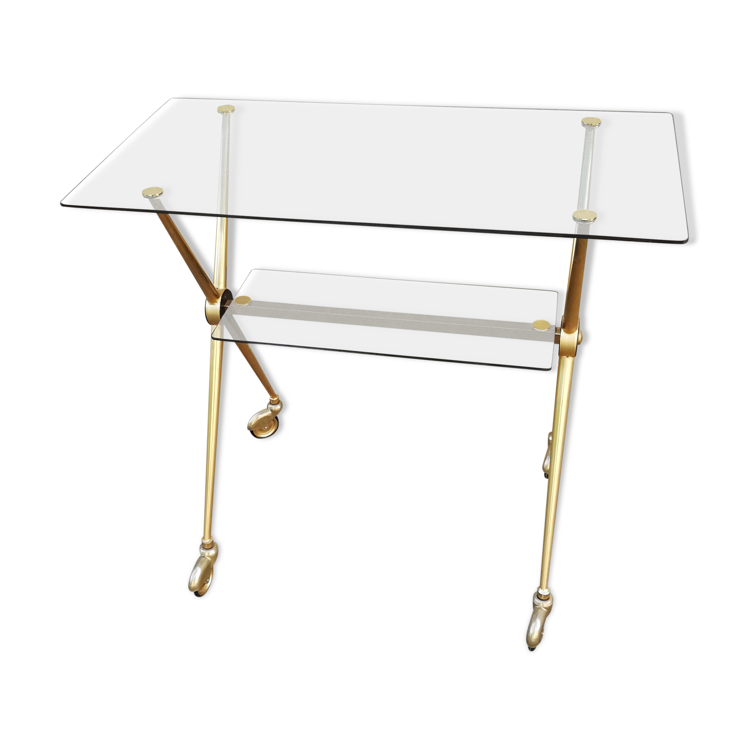 Dessert years 60 gold metal and glass