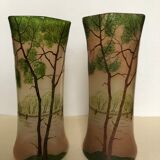 Pair of enamelled glass vases