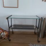 Desserte-console en métal et laiton vintage
