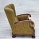 1960s, Danish highback armchair, furniture wool, solid oak wood.