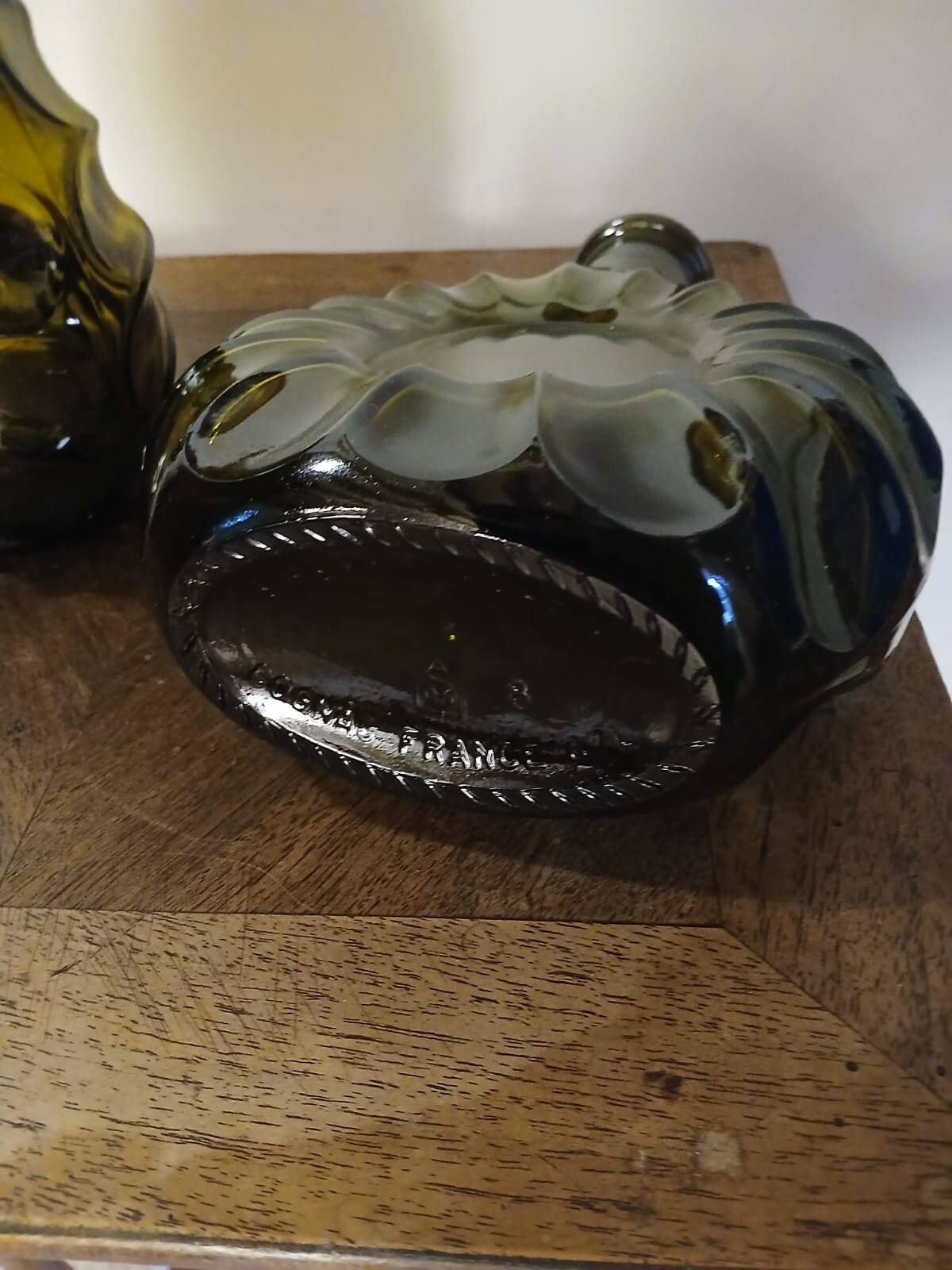 Set of 2 smoked cognac bottle soliflores