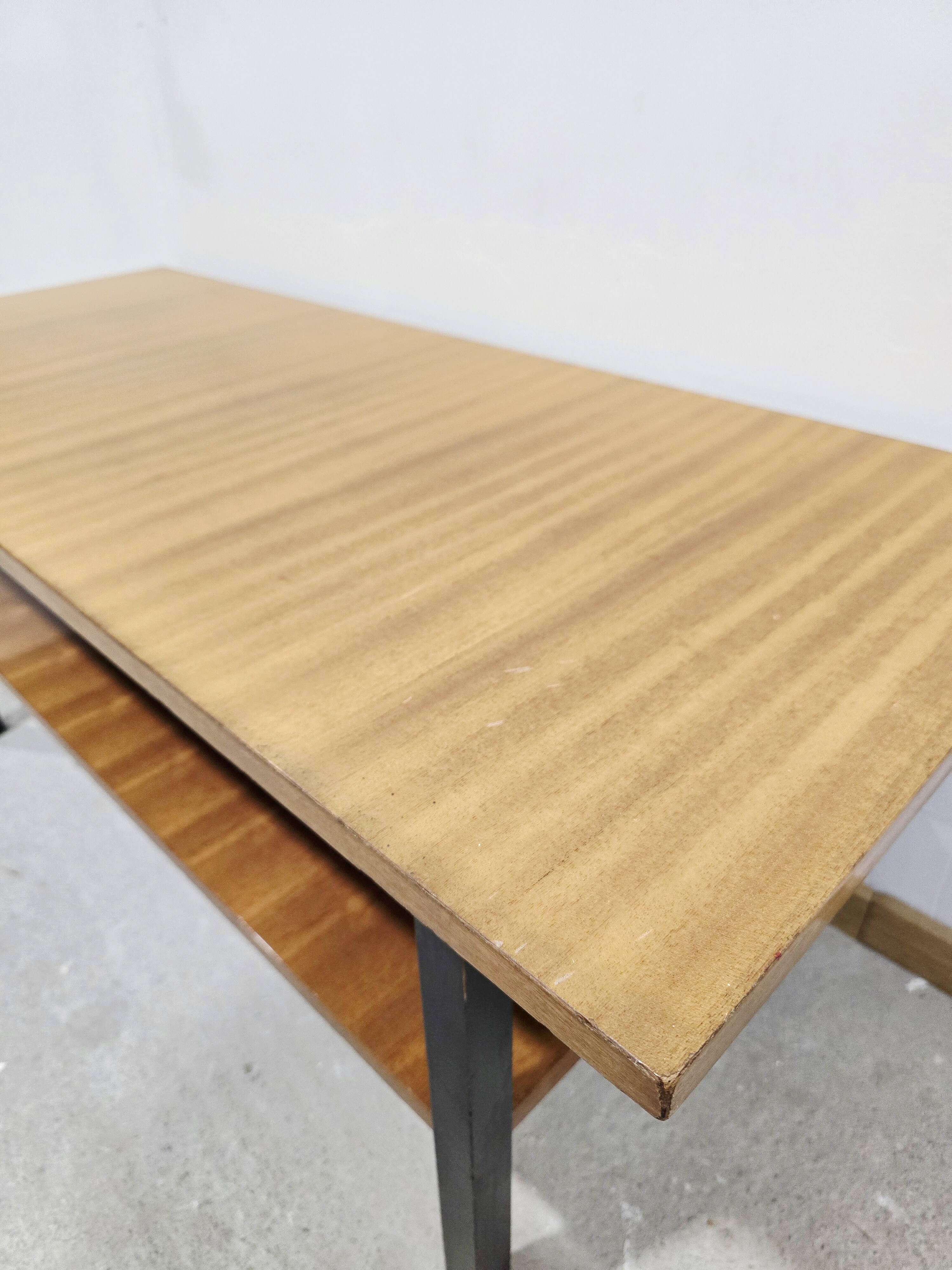 Vintage 1970s Wooden Coffee Table with Lower Shelf – Mid-Century Moder