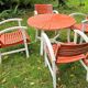 Ancien salon de jardin en bois design 50-60