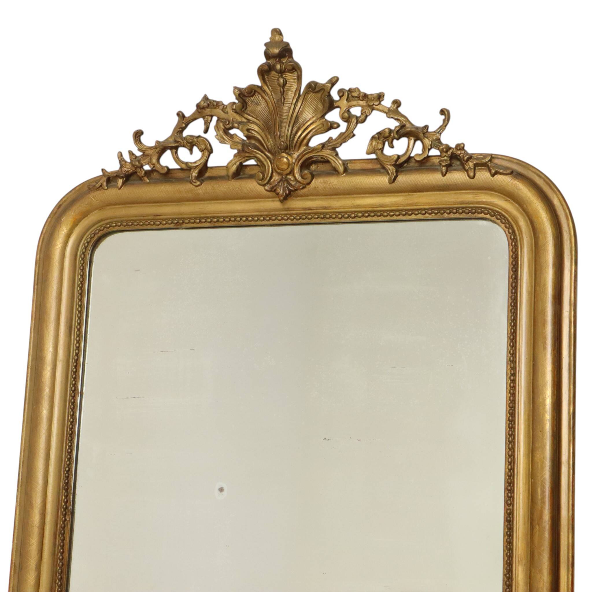 Miroir doré français Louis Philippe antique, fin du 19e siècle