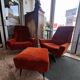 Lot of 2 armchairs and 1 ottoman.