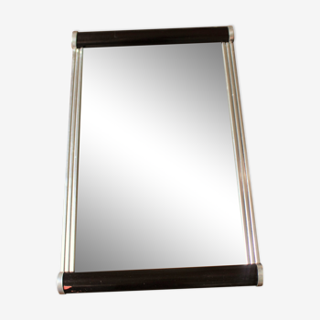 Plateau miroir vintage rectangle bois métal