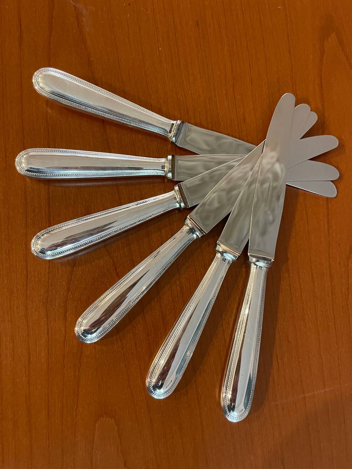 Christofle pearls 6 dessert cheese dessert knives