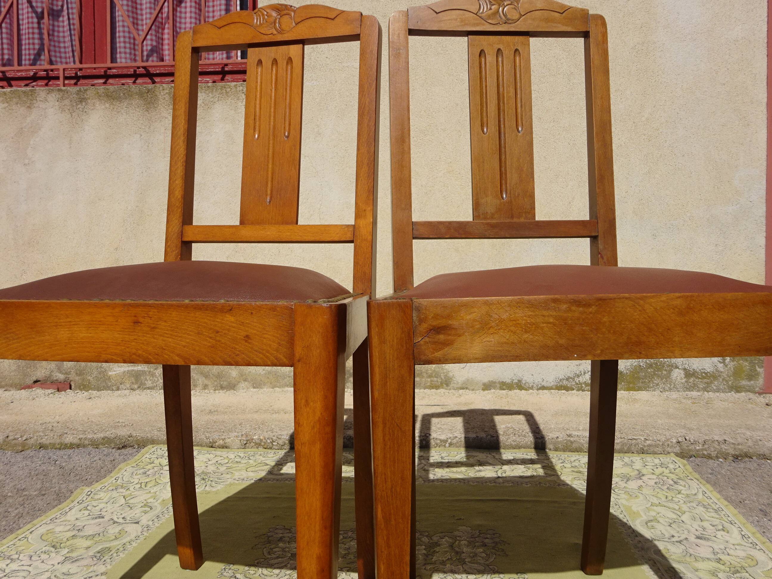 Sièges art déco assortis: 1 fauteuil bridge et 2 chaises